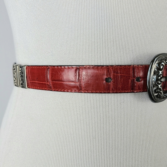 Brighton Interchangeable Red Black Leather Western Vintage Belt - Picture 2 of 11